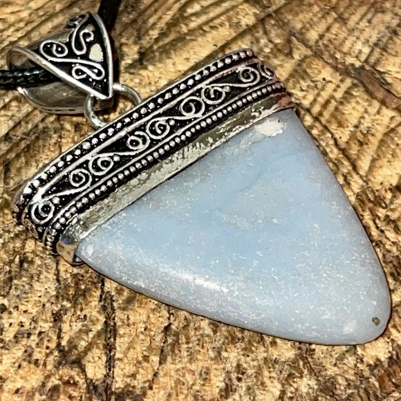 Blue Anhydrite Angelite Pendant 2” - Picture 5 of 15